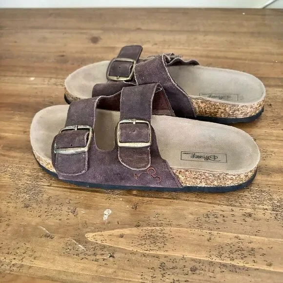 MENS DISNEY COMFORT SLIP-ON BROWN SUEDE LEATHER SANDALS  WORK SHOES SIZE 12 DISNEY buckle sandals LEATHER shoes mens 12 / womens 14  main image 2